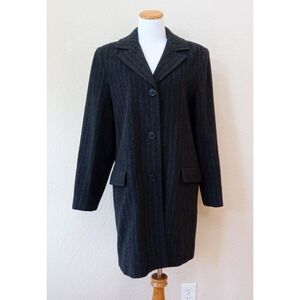 Mackintosh New England vintage wool charcoal gray pinstripe coat